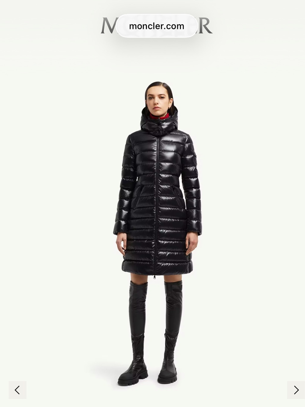 Moncler Moka Glossy Black Quilted Long Puffer Coat